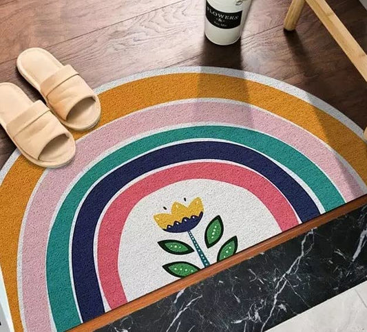 Rainbow Door mat with Flower | Welcome mats Outdoor | Door mats Outdoor | Front Door mat | Door mats Indoor | Welcome mat Indoor | Doormat Indoor Entrance | Outdoor mats